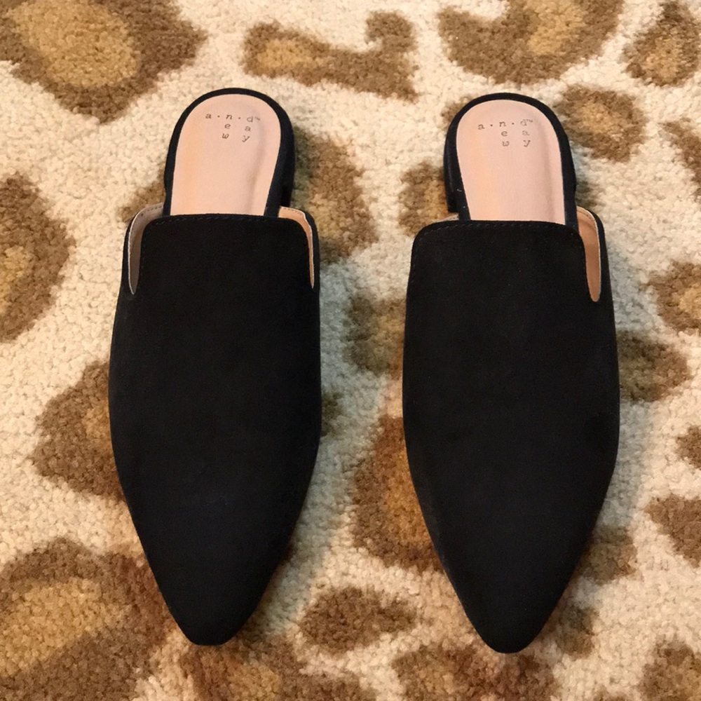 A New Day black faux suede mules